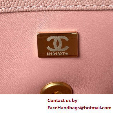 Chanel Grained Calfskin  &  Gold-Tone Metal Small Flap Bag with Top Handle AS4008 Pink 2025